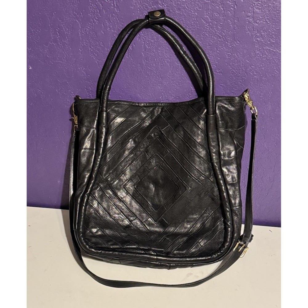 Lost and Found Leather Leather Tote Shoulder Bag Purse Patchwork Coach Strap